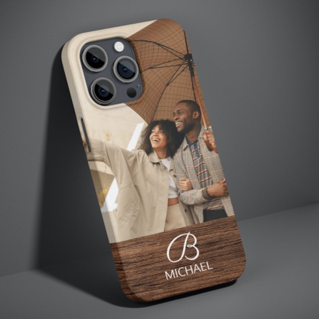 Monograma de Foto Personalizada com Madeira Marrom (Criador carregado)