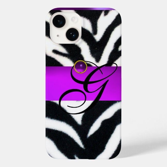 MONOGRAMA DE GEM DE VIOLETA BRANCA DE ZEBRA BRANCA (Verso)
