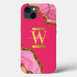 Monograma de Geodo de Agate Rosa e Dourado
