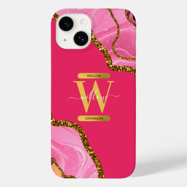 Monograma de Geodo de Agate Rosa e Dourado (Verso)