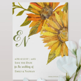 Monograma de Girassol Amarelo Casamento Salvar a D