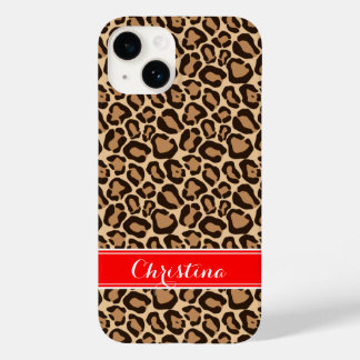 Monograma de Impressão de Leopardo Vermelho e Cast