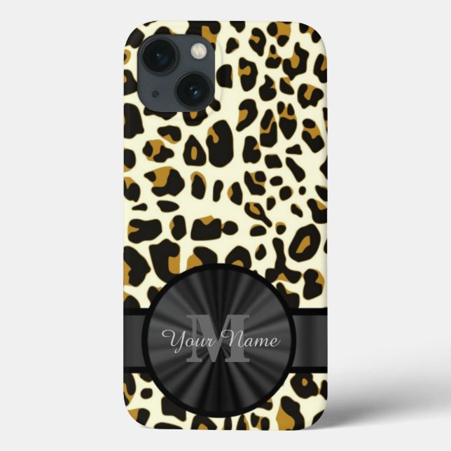 Monograma de impressão em animais leopardo (Verso)