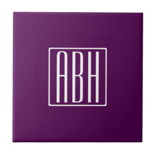 Monograma de Iniciais Branco Sobre Roxo Profundo