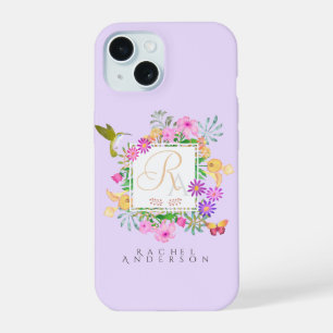 Monograma de Jardim Floral Roxo