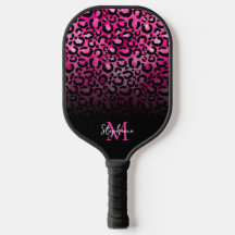 Monograma de leopardo rosa-quente preto-escuro