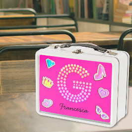 Monograma de Letra G Rosa Quente Feminino De Volta