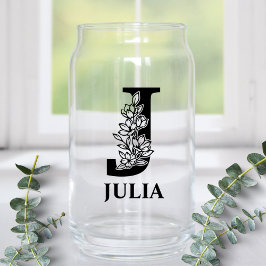 Monograma de Letra J Floral e Nome Personalizado