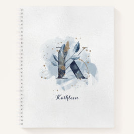 Monograma de letra K floral moderno pessoal azul d