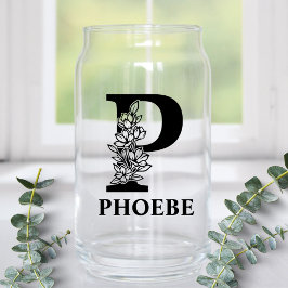 Monograma de Letra P Floral e Nome Personalizado