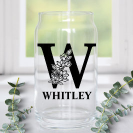 Monograma de Letra W Floral e Nome Personalizado