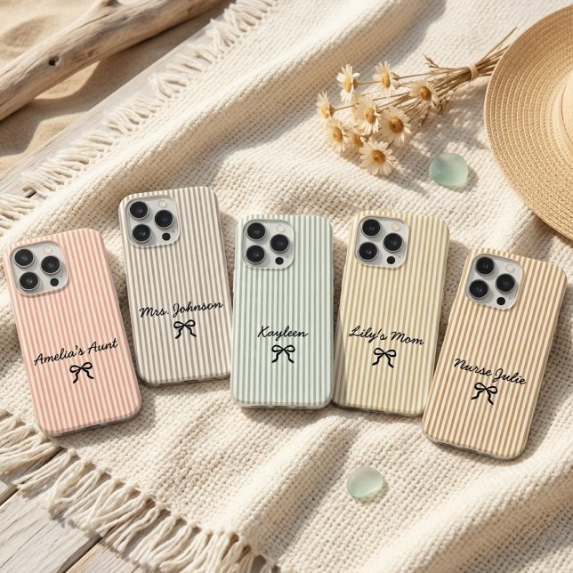 Monograma de Listra de Roteiro Moderno Educador de (Custom Stripes Wedding | Bachelorette Party | Bridesmaid | Mother’s Day | Graduation Phone Case Gift)