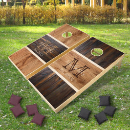 Monograma de Listra Horizontal Tom de Madeira Rúst