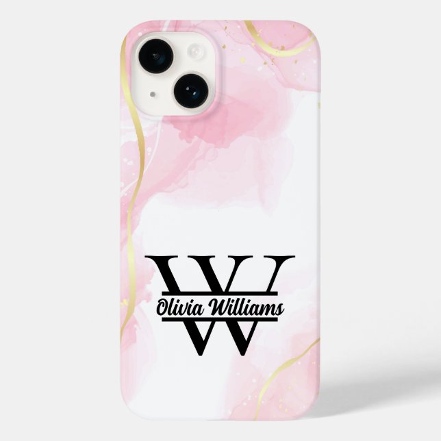 Monograma de Mármore Rosa | Girly Modern Dourada G (Verso)