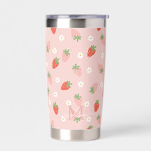 Monograma de Morangos Rosa e Vermelho Doce