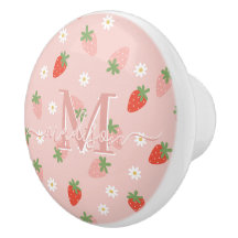 Monograma de Morangos Rosa e Vermelho Doce