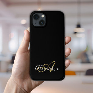 Monograma de Nome com Script Feminino Dourado e Pr