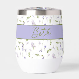 Monograma de Nome de Aquarela de Flor Silvestre Az