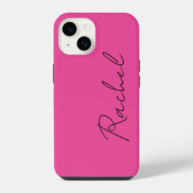 Monograma de Nome em Script Rosa Quente Chic Moder (Verso)