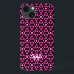 Monograma de Nome Personalizado de Padrão Rosa e P<br><div class="desc">produtos personalizáveis exclusivos: sem capas de smartphone de fusível. Estas capas de telefone legal são feitas com o design geométrico dos têxteis do Webgrl, numa série de cores. . Personalize com seu nome, iniciais, monograma, logotipo ou mensagem personalizada ... com monograma personalizável e área de nome para um caso único...</div>