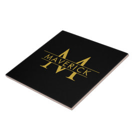 Monograma de Nome Personalizado Elegante Preto