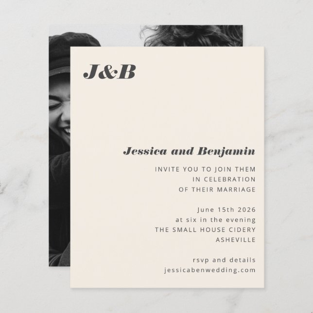 Monograma de Orçamento Convite para Casamento de F (Frente/Verso)