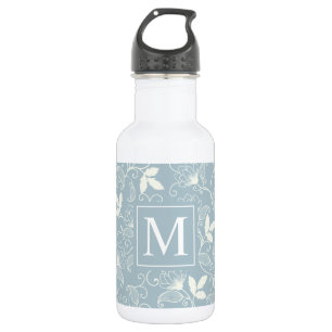 Monograma de Padrão Floral Elegante  Garrafa