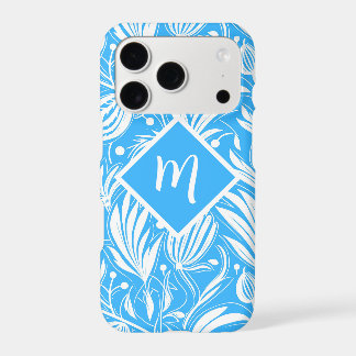 Monograma de Padrão Floral Tropical Azul