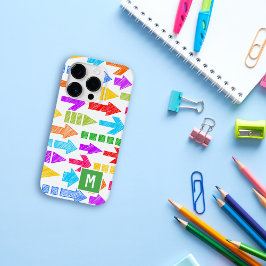 Monograma de Padrão Geométrico de Seta Multicolora