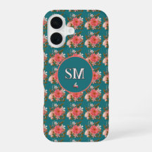 Monograma de Personalização Floral Rosa Boho