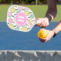 Monograma de Pickball Verde e Amarelo de pré-disqu