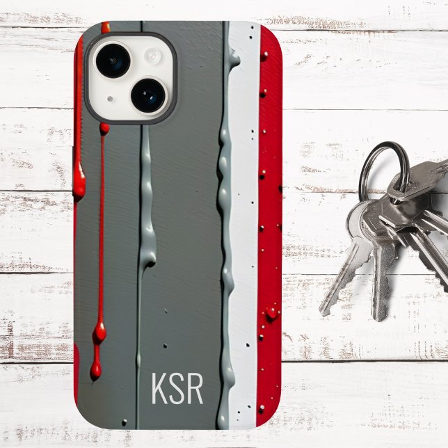 Monograma de pintura abstrato Vermelha e Cinza (Criador carregado)