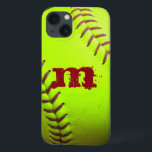 Monograma de Pitc Rápida Amarelo de Softball SAMSU<br><div class="desc">Softball Yellow Fast Pitch 8U 10U 12U 14U 16U Colégio Monograma inicial SAMSUNG S4 Case Personalizado</div>
