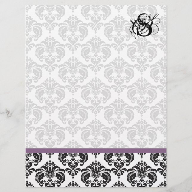 Monograma de Plum Damask (Frente)