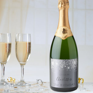 monograma de poeira da festa de aniversário prate