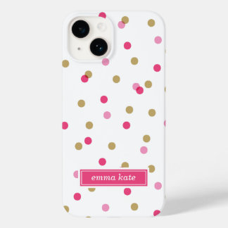 Monograma de Pontos de Confetti Rosa e Dourada
