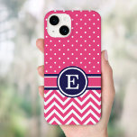Monograma de pontos de evron, cor-de-rosa e Marinh<br><div class="desc">A design de caixa cônica e cômoda apresenta uma mistura de padrões pré-disquetes com pequenas bolinhas doces no topo e um padrão de gíria ziguezague trendy abaixo, separados por uma fita de faixa de rúgbi coordenadora e personalizados com seu nome de monograma ou inicial. Tão adorável! Clique em Personalizar para...</div>