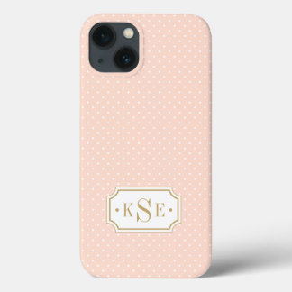 Monograma de Pontos Elegantes Rosa e Dourado