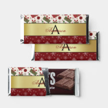 Monograma de presentes e flocos de neve de Natal