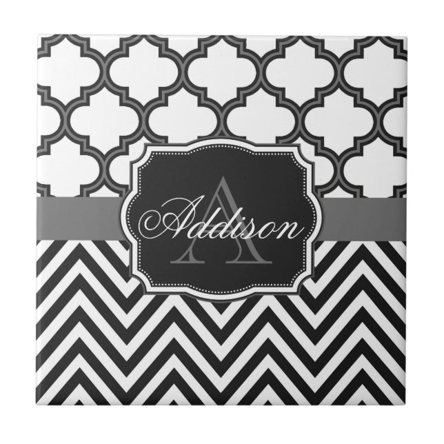 Monograma de Quatrefoil Chevron (Frente)