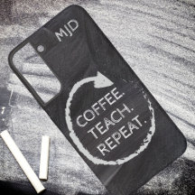 Monograma de repetição de teste de café com quadro