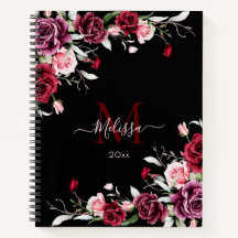 Monograma de Rosas em Aquarela Preto