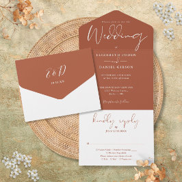 Monograma de Script Elegante Casamento Terracota