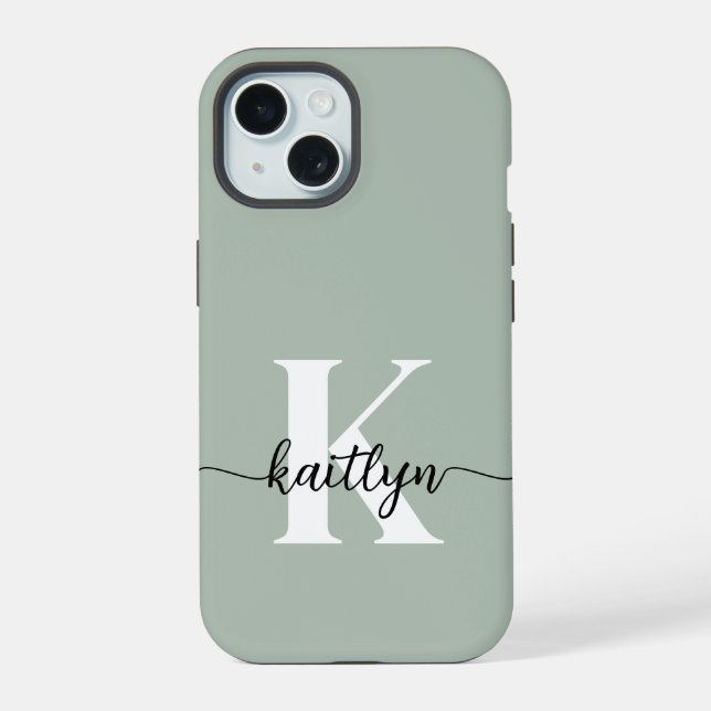 Monograma de Script Verde Sage (Verso)