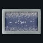 Monograma de Sparkle Azul Girly Marinho de Prata<br><div class="desc">Frasco do Monograma do Nome do Script de Letra Glitter Glitter marinho Azul e Silver Sparkle. Isso faz a formatura perfeita, doce 16 16, 18, 21rua, 40, 50, 60, 70, 80, 90, 100 anos, casamento, chá de panela, aniversário, chá de fraldas ou presente de festa de solteira para alguém que...</div>
