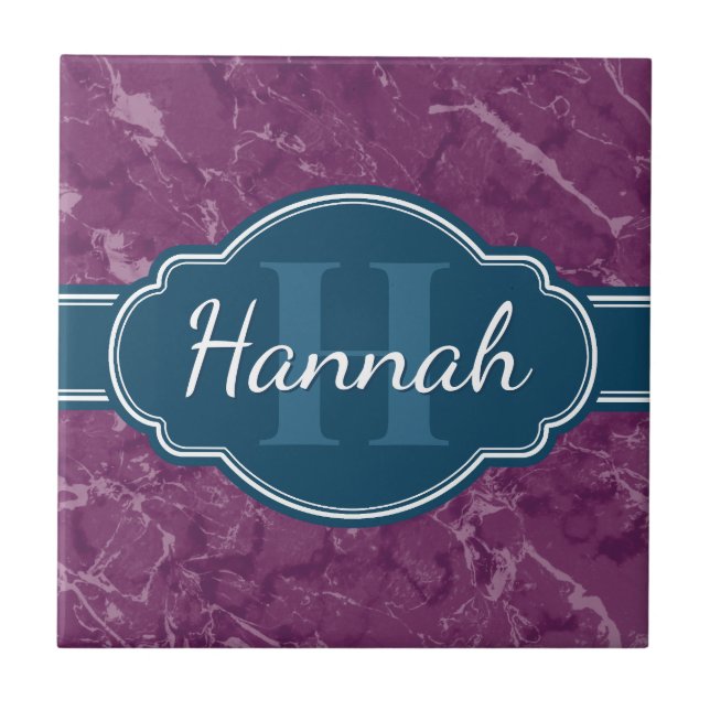 Monograma de Teal de Mármore Roxo (Frente)
