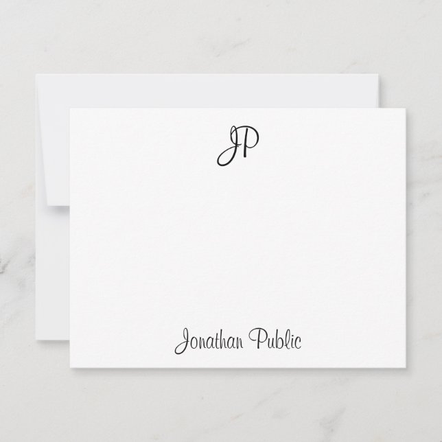 Monograma de texto manuscrito Modelo preto clássic (Frente)