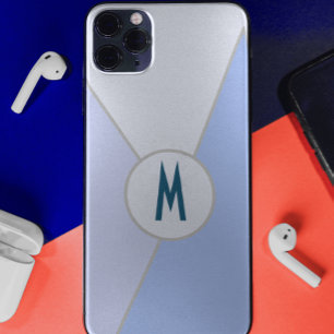 Monograma de Triângulo de Bloco Monocromático Azul