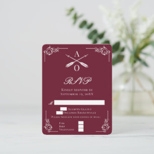 Monograma de Vinho Vermelho e Placa RSVP de Casame