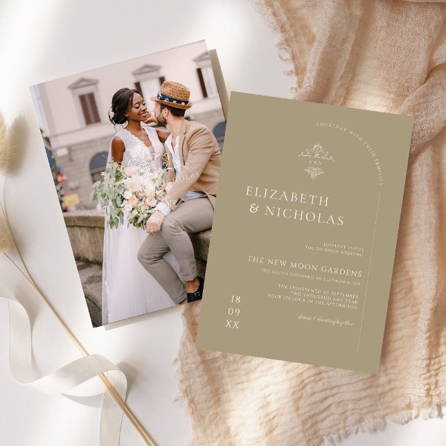 Monograma de Vintage | Convite para Casamento Boho (Criador carregado)